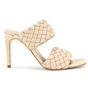 RAYE Cream Braided Heels 10 Reign Heel square toe sandal stiletto leather formal